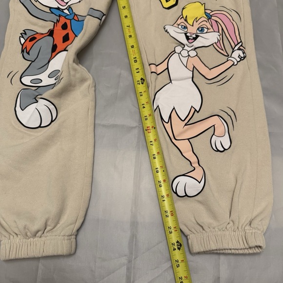 Warner Bros 100 Looney Tunes Flintstones Sweatpants XL Beige Bugs Lola Bunny - Picture 4 of 7